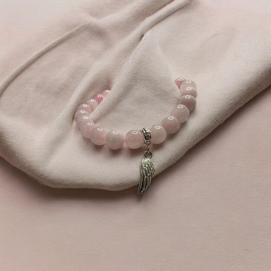 Rose quartz with sterling silver 925 angel wings